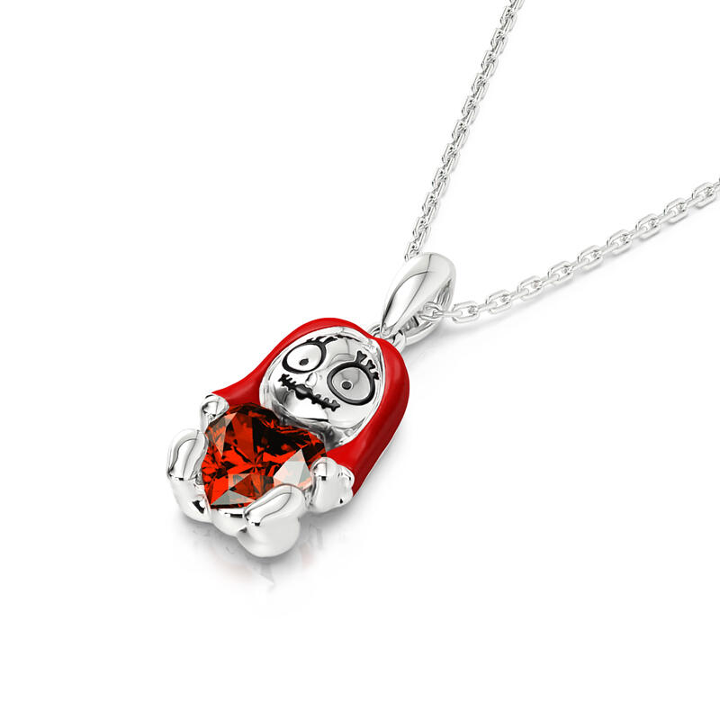 Jeulia Hug Me "Endless Joy" Skull Heart Cut Sterling Silver Halsband
