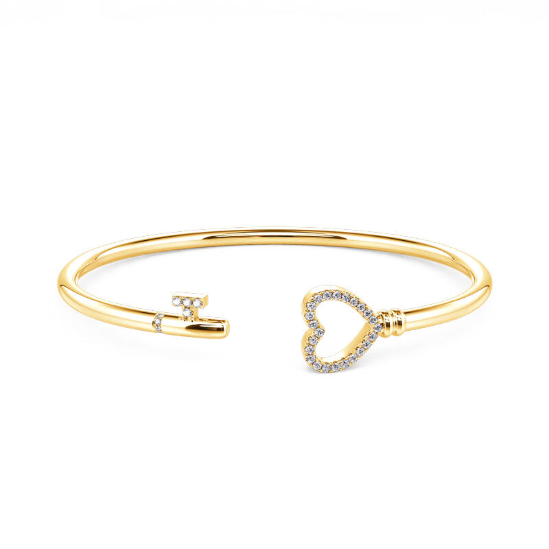 Jeulia "Key to My Heart" Sterling Silver Bangle