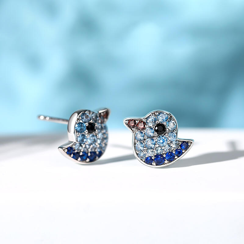 Jeulia キュート 小鳥 アヒル シルバー スタッド ピアス