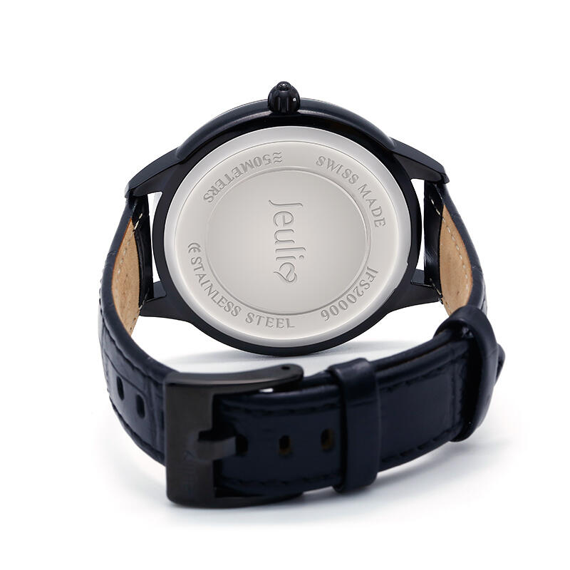 Jeulia "Patron Spirit of Halloween" Reloj De Mujer De Cuarzo Con Correa De Cuero Negro Y Diseño De Calavera