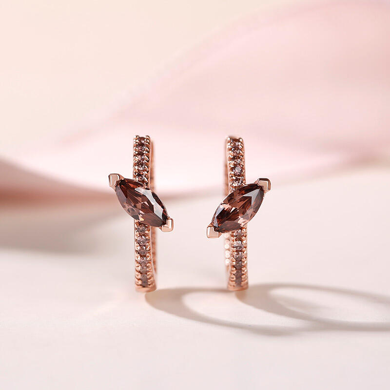 Jeulia Simple Marquise Cut Sterling Silver Hoop Earrings