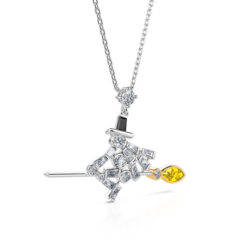 Jeulia Collar Halloween Diseño de Bruja de Plata de Ley