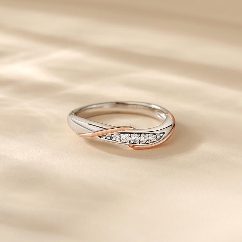 Jeulia Deux tons Torsadé Or Rose Alliance pour femmes Argent Sterling