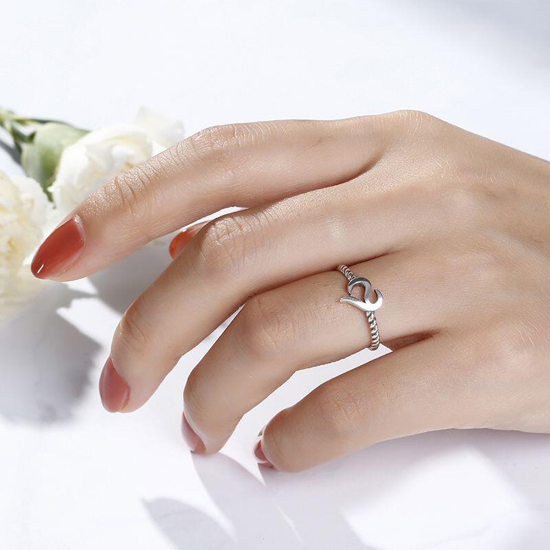 Jeulia Logo Shape Commemorative Women's Sterling Silver Open Ring