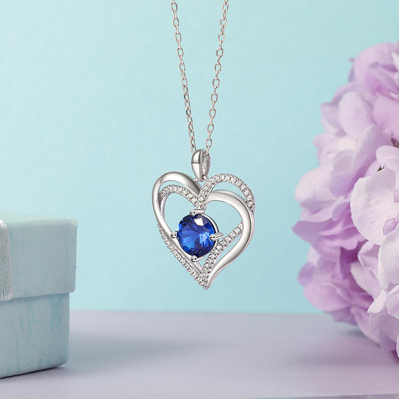 Jeulia Collar Personalizado Amor Eterno Doble Corazón con Piedra de Nacimiento