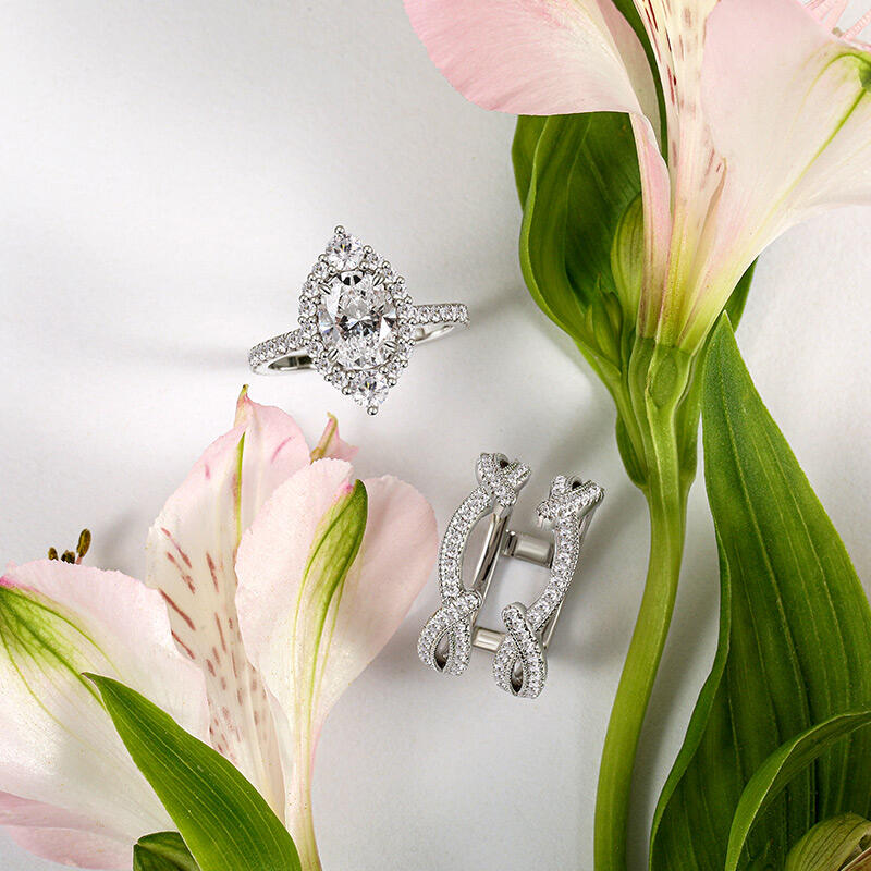 Jeulia Vintage Halo Interchangeable Bridal Ring Set with Twist Band Sterling Silver