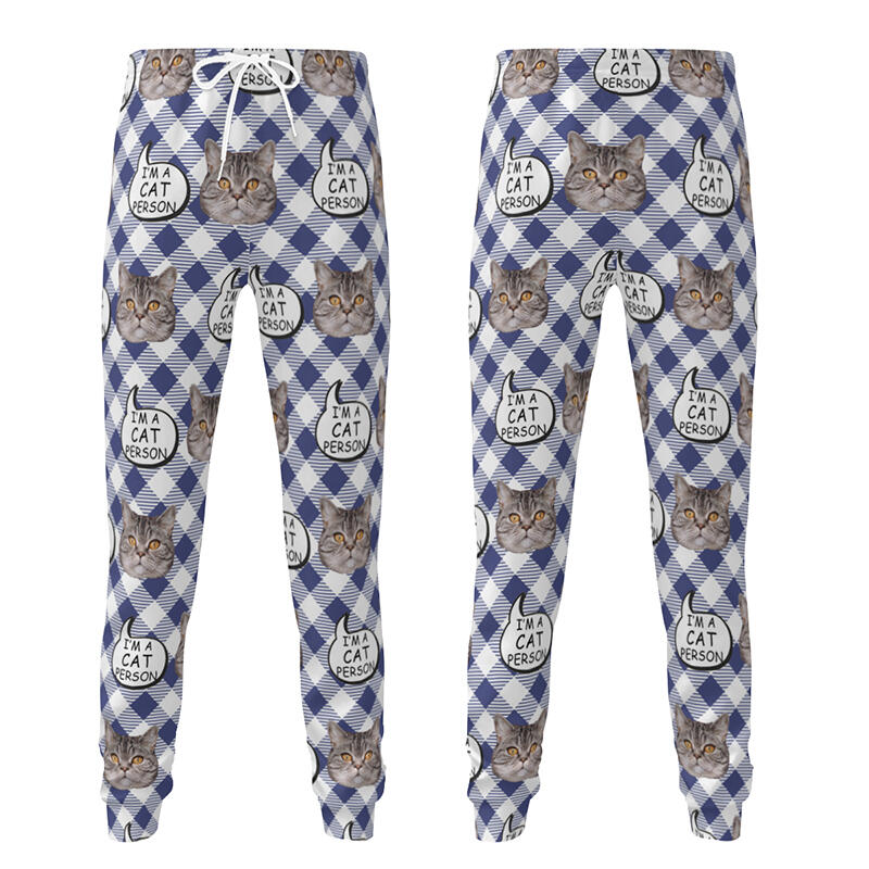 Personalized Unisex Sweatpants Custom Photo and Engraving Grid Design Gift for Pet Lovers