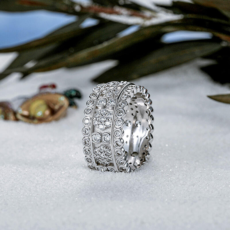 Jeullia Snowflake Eternity Band for Women Sterling Silver