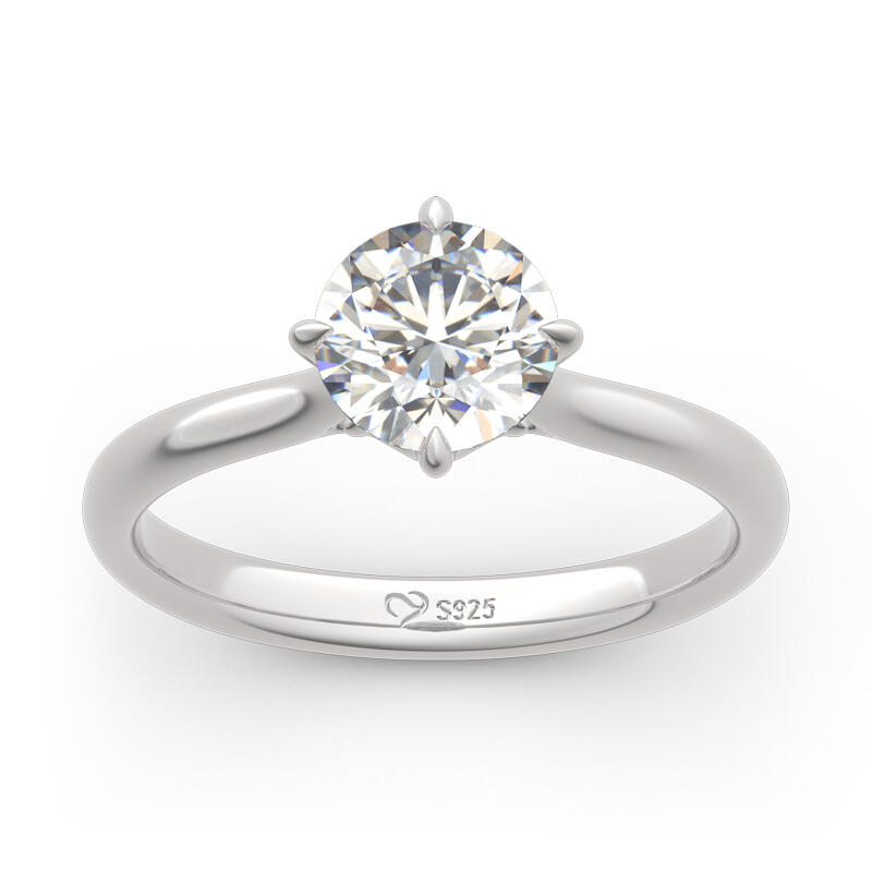 Jeulia Fork Design Round Cut Sterling Silver Ring