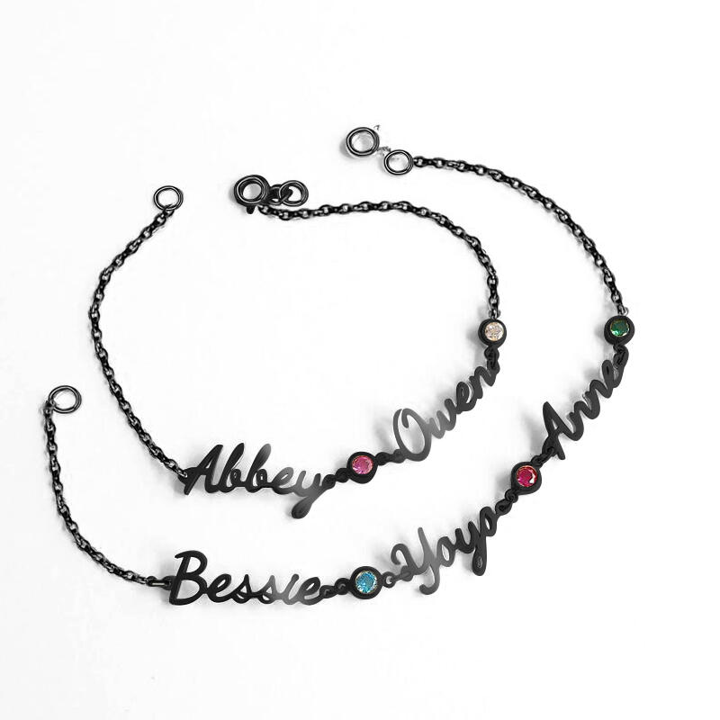 "Ti Accompagno" Bracciale Personalizzato Con Nome E Pietra Di Nascita