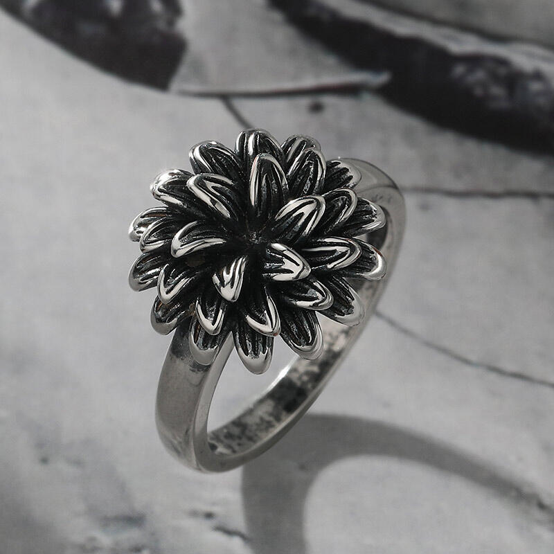 Jeulia "Gothic Flower" Srebrny pierścionek Sterling