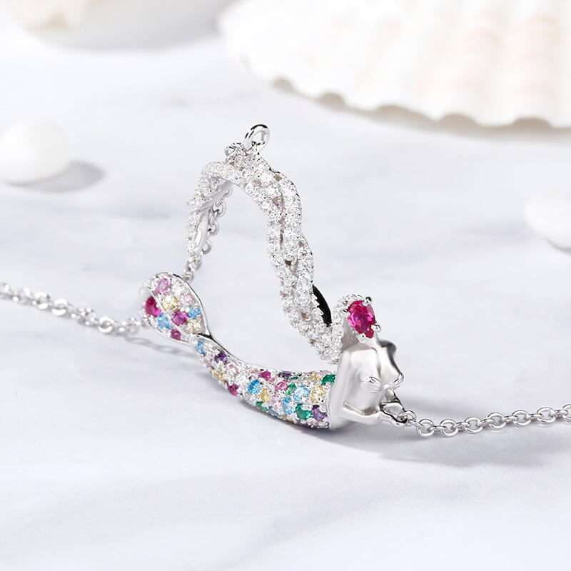 Jeulia Collar De Regalo De Sirena De Plata Esterlina "la Luz Del Océano" Para El Día De San Valentín