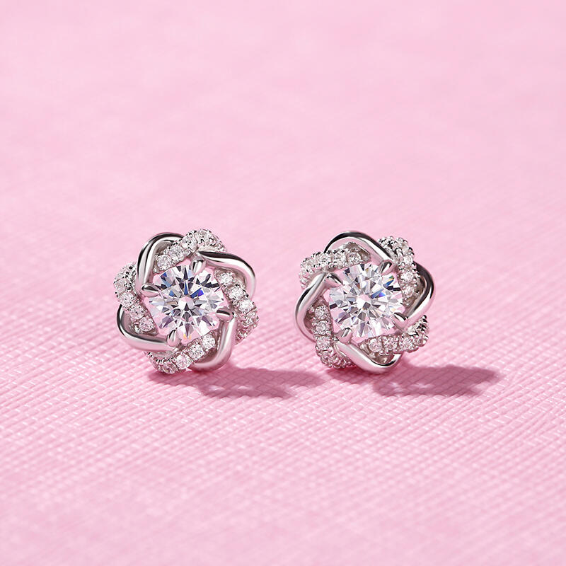 Jeulia Knot of Love Sterling Silver Stud Earrings