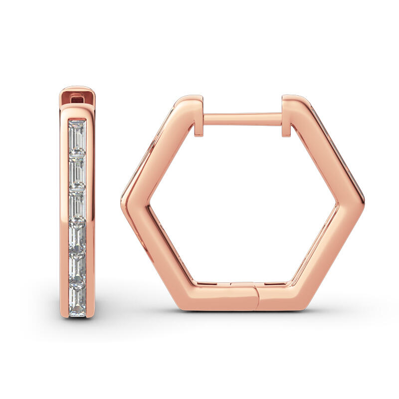 Jeulia Geometric Design Sterling Silver Hoop Earrings