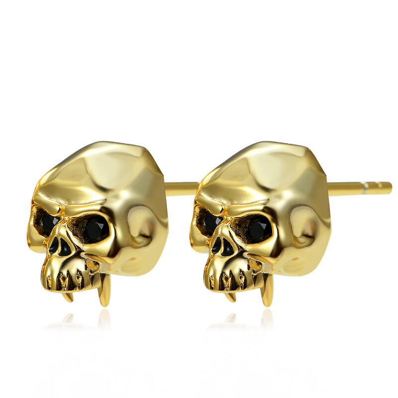 Jeulia "Dark Phantom" Skull Design Sterling Silver Stud Earrings