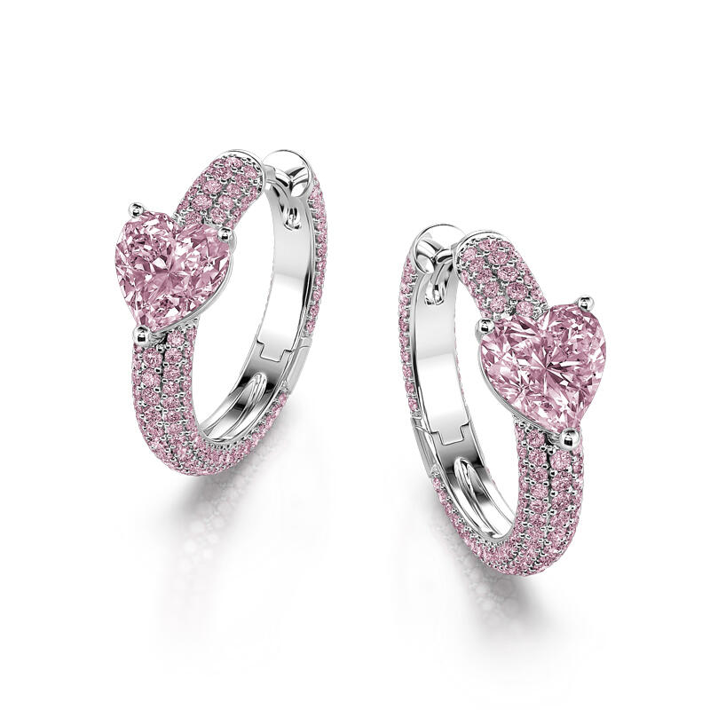 Jeulia "Enduring Radiance" Heart Cut Sterling Silver Hoop Earrings