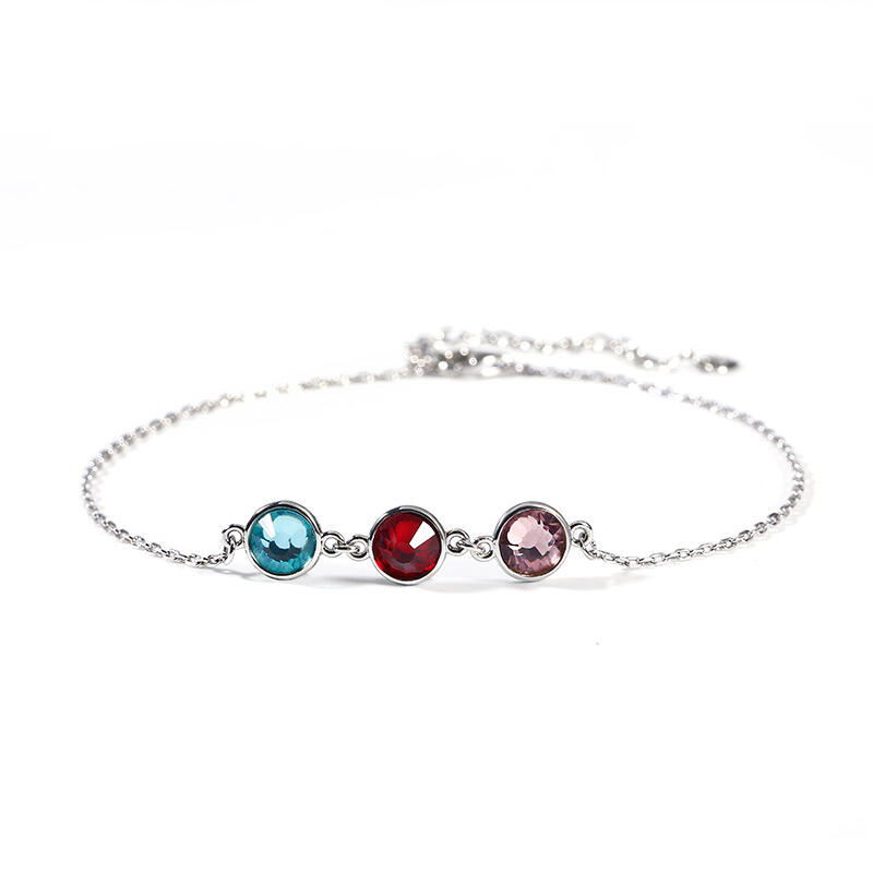Jeulia Simple Design Candy-hued Stones Sterling Silver Personlig Anklet