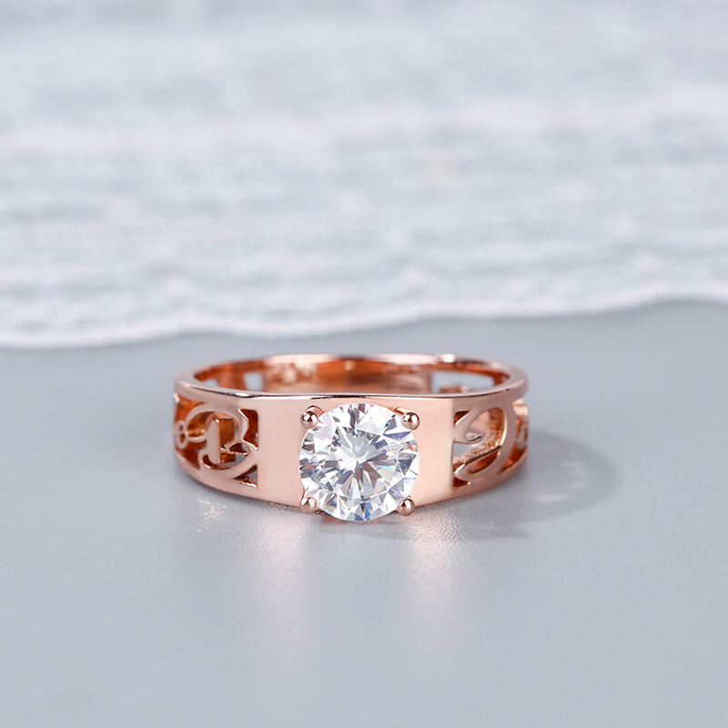 Jeulia Personalized Round Cut Sterling Silver Ring