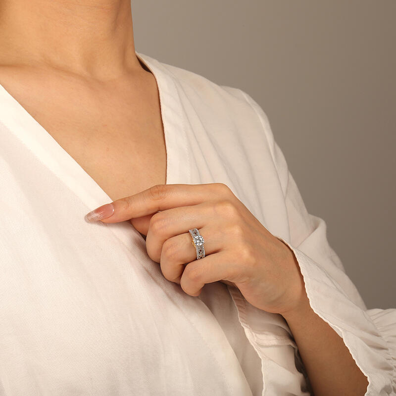 "When God Made You" Round Cut Side Stone Engagement Ring