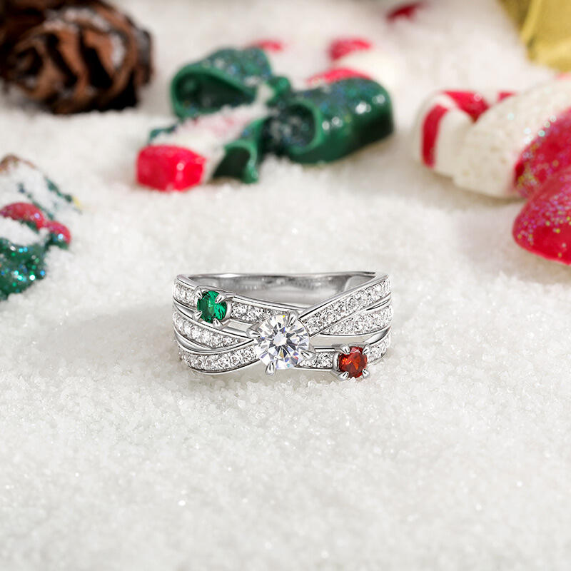 Jeulia Custom Eternity Ring Twist with Double Auxiliary Stones