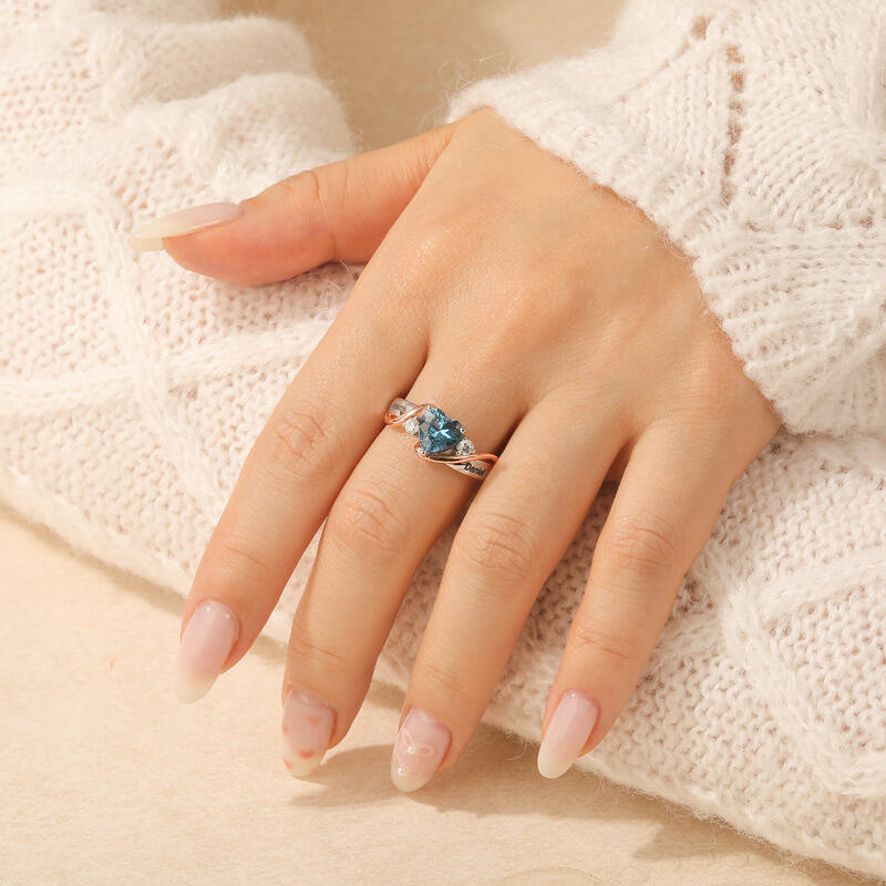 Jeulia Anillo de Promesa Corazón Amor Personalizado con Piedra de Nacimiento y Grabado