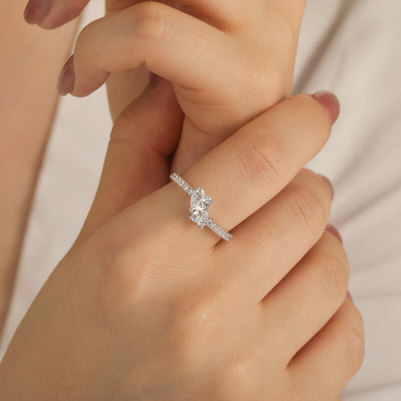 Jeulia Custom Double Heart Promise Ring With Birthstone