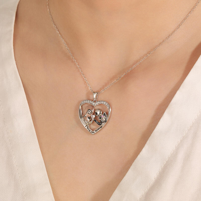 Jeulia "Cute Family" Custom Heart Birthstone Engraved Necklace
