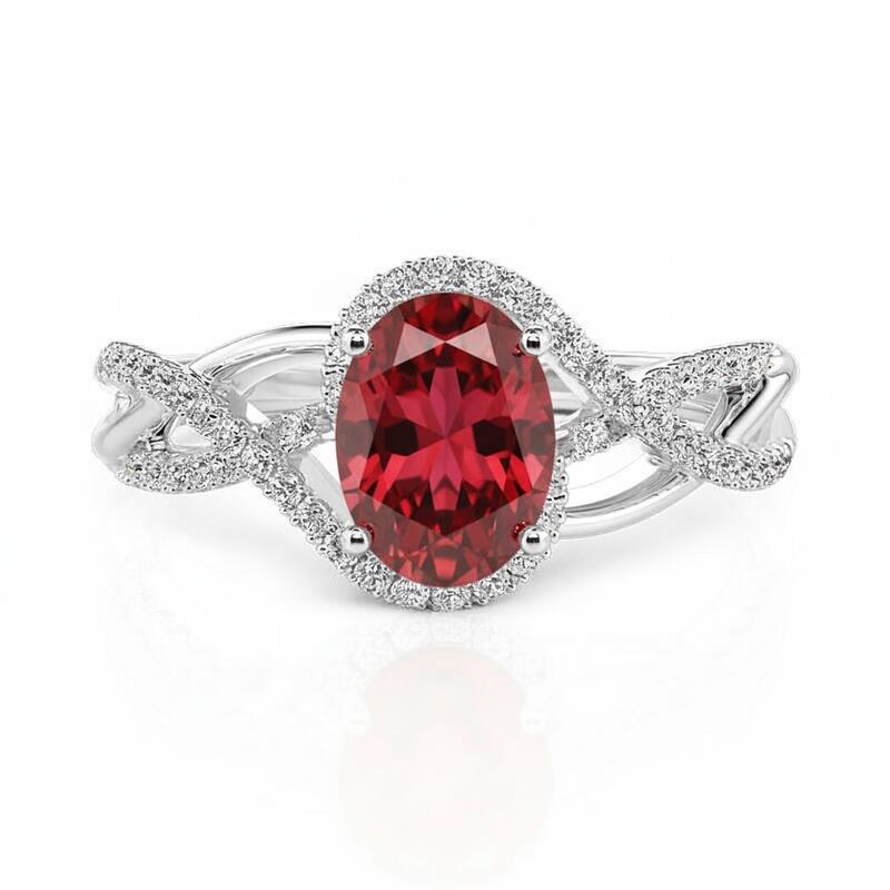 Jeulia Double Twist Custom Oval Birthstone Ring