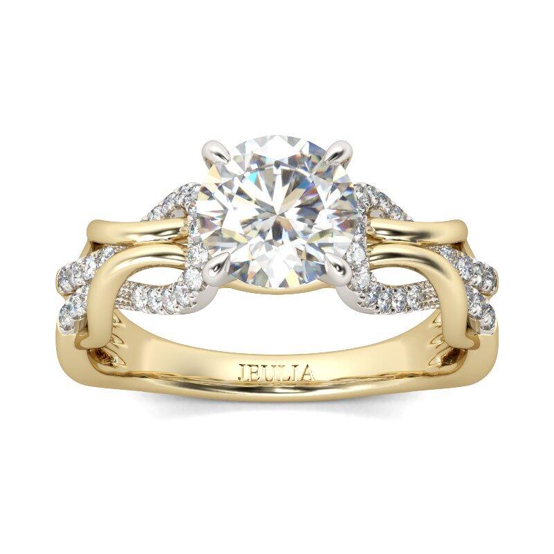 Jeulia Intertwined Two Tone  Round Cut Sterling Silver Ring