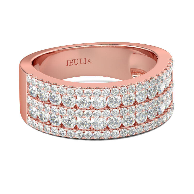 Jeulia Classic Round Cut Sterling Silver Women's Band