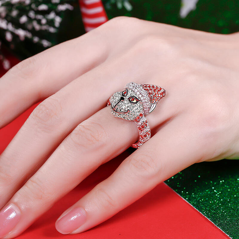 Jeulia Christmas Monster Inspired Sterling Silver Ring