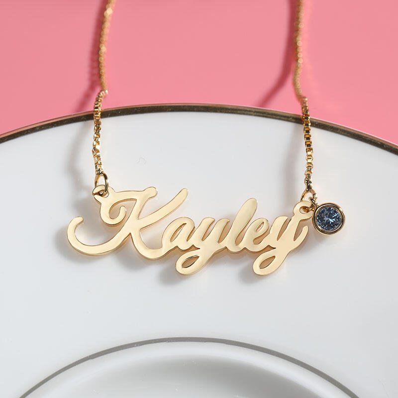 シンプル ネーム 誕生石 ネックレス