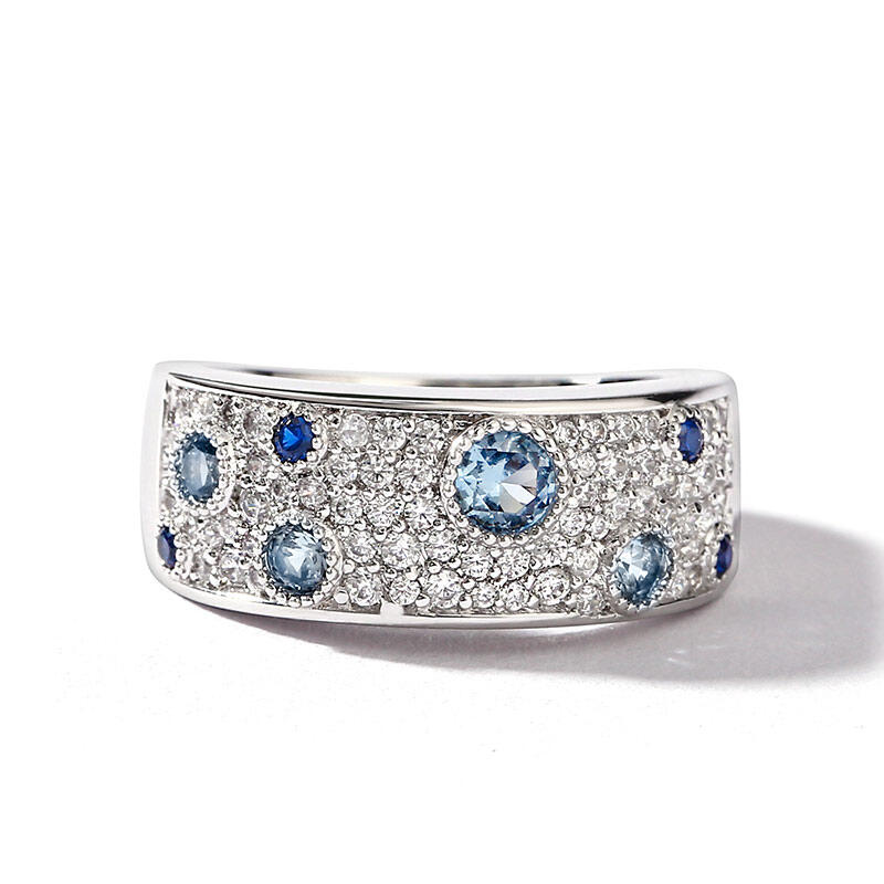 Jeulia Bague Femme Paysage dans Galaxie en Argent Sterling à Coupe Ronde