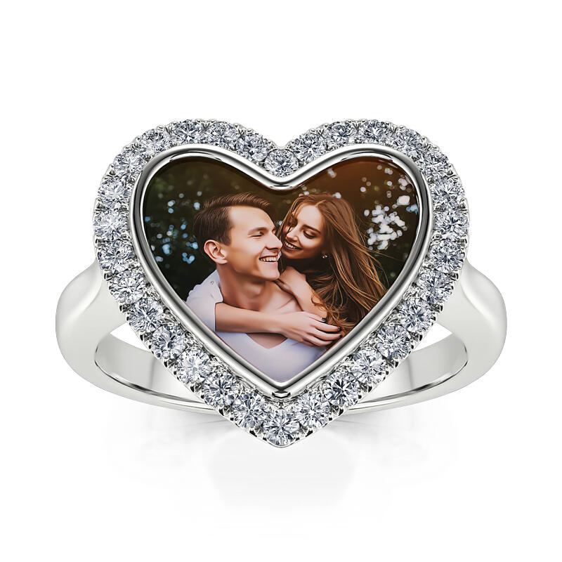 Jeulia Anillo con foto personalizado de plata esterlina