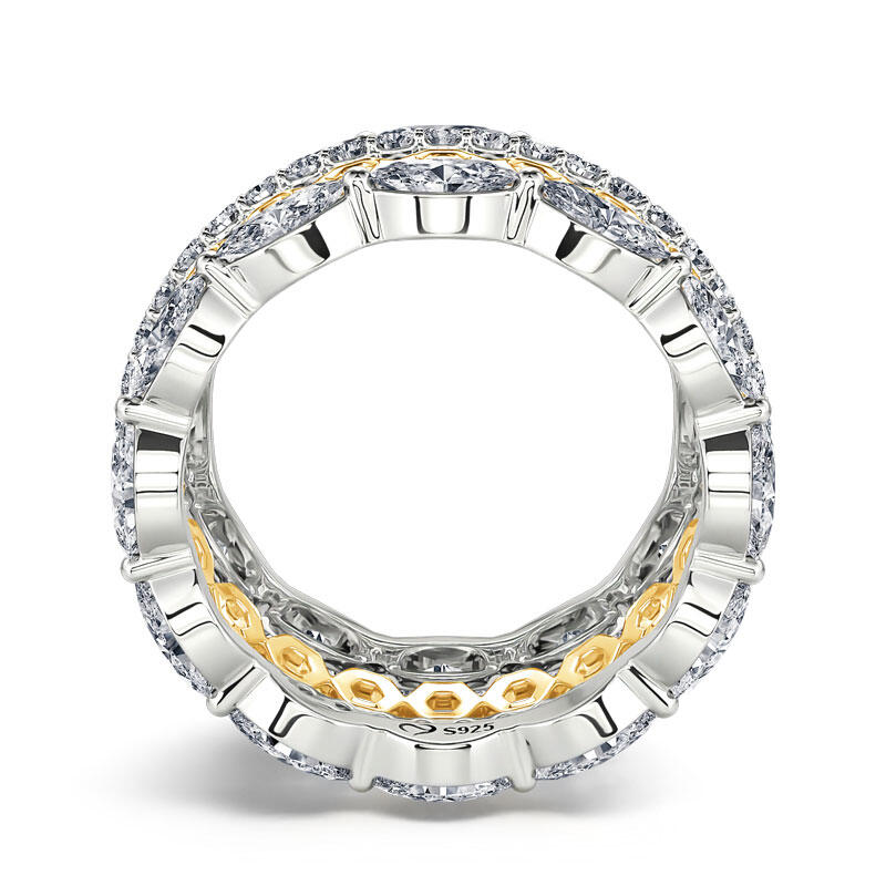 Jeulia Two Tone Vintage Honeycomb Hollow Sterling Silver Women's Band