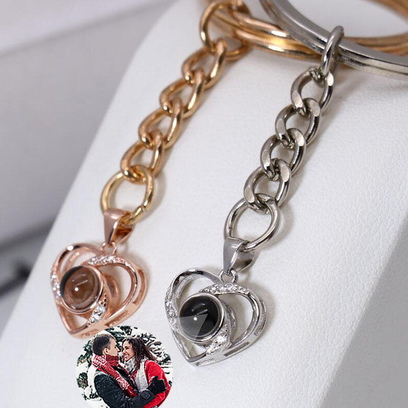 Gepersonaliseerde fotoprojectie Sleutelhanger-Shining Love
