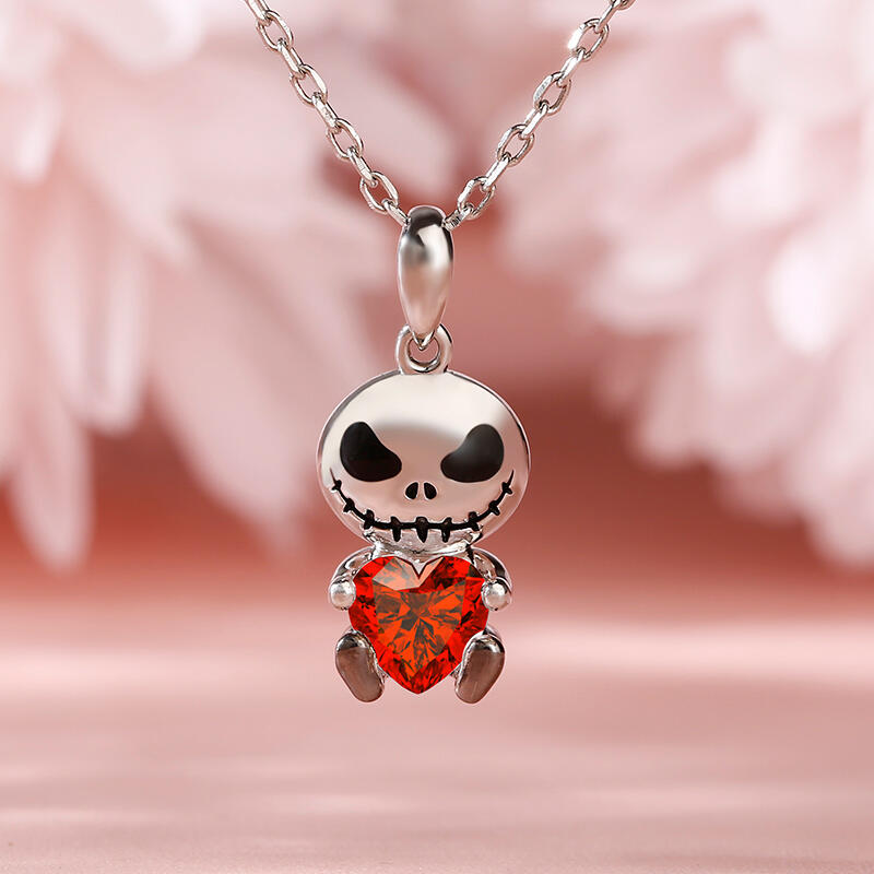 Jeulia Hug Me "Love Confession" Skull Heart Cut Sterling Silver Necklace