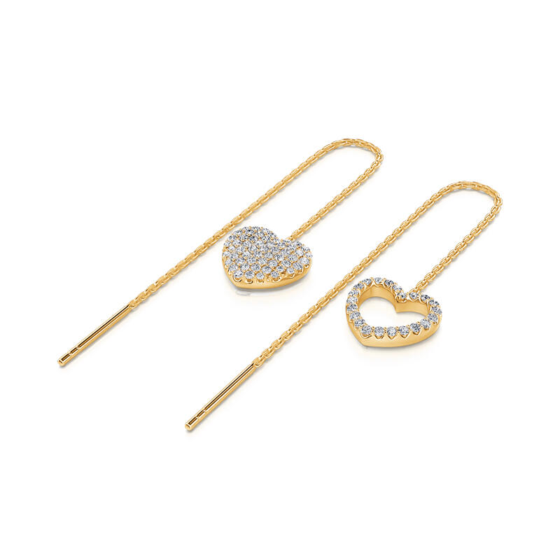 Jeulia "Dangle Heart" Sterling Silver Threader Earrings