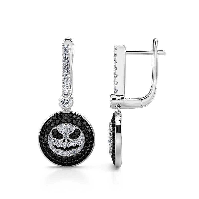 Jeulia "Pumpkin King" Skull Design Sterling Silver Drop Earrings