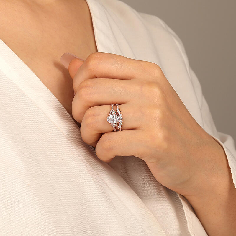 "One Love, One Life" Oval Cut 2pcs Bridal Set