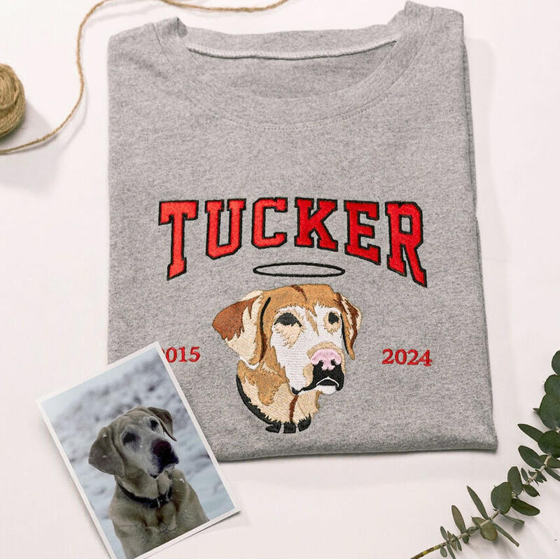 遺骨 写真入れ 犬&猫 ペット 刺繍 エンジェル ハロ メモリアル トレーナー スウェット オリジナル