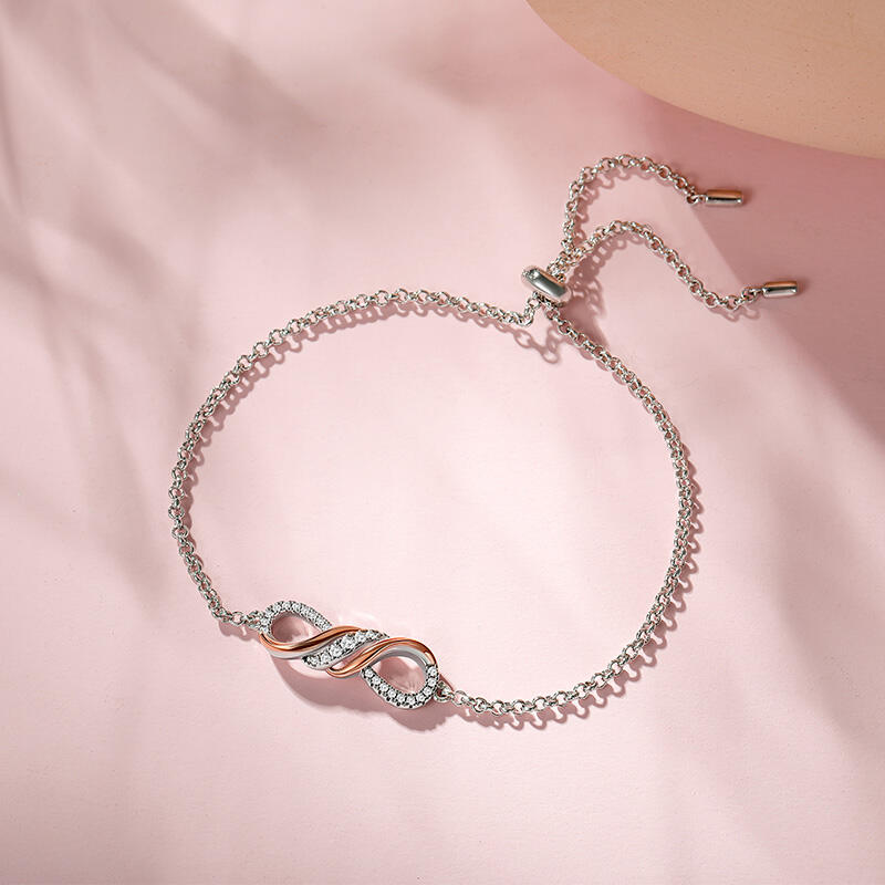 Jeulia Amore Two Tone Infinity Bracelet Adjustable