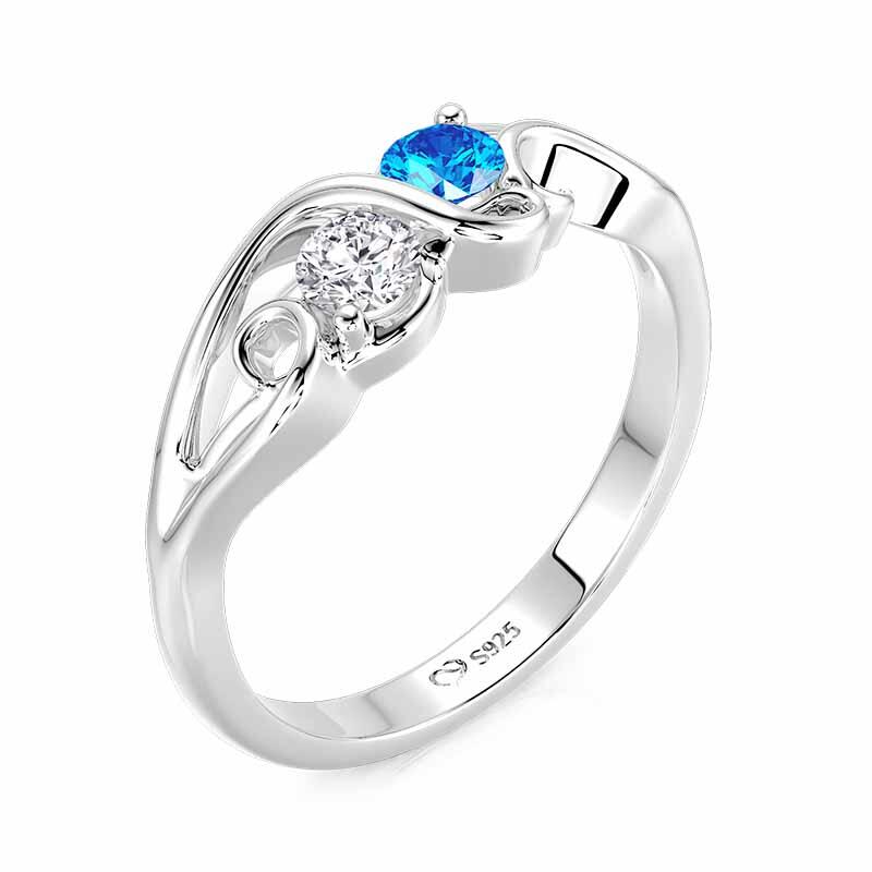 Jeulia Swirl Custom Two Birthstone Round Engagement Ring