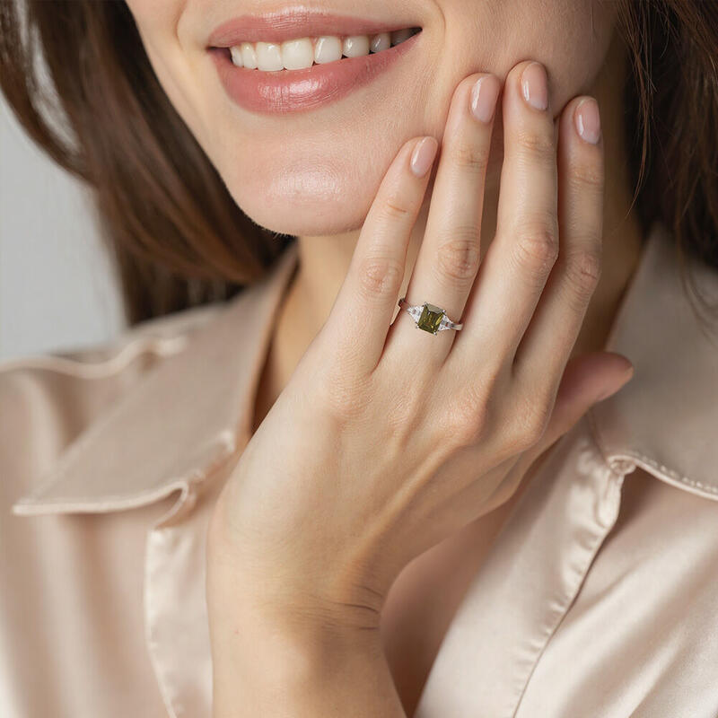 "Love Prayer" 2ct Radiant Cut Three Stone Engagement Ring