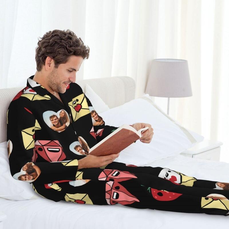 Personalized Pajamas Custom Heart Photo Letter Strawberry Diamond Design Cute Gift for Loved One