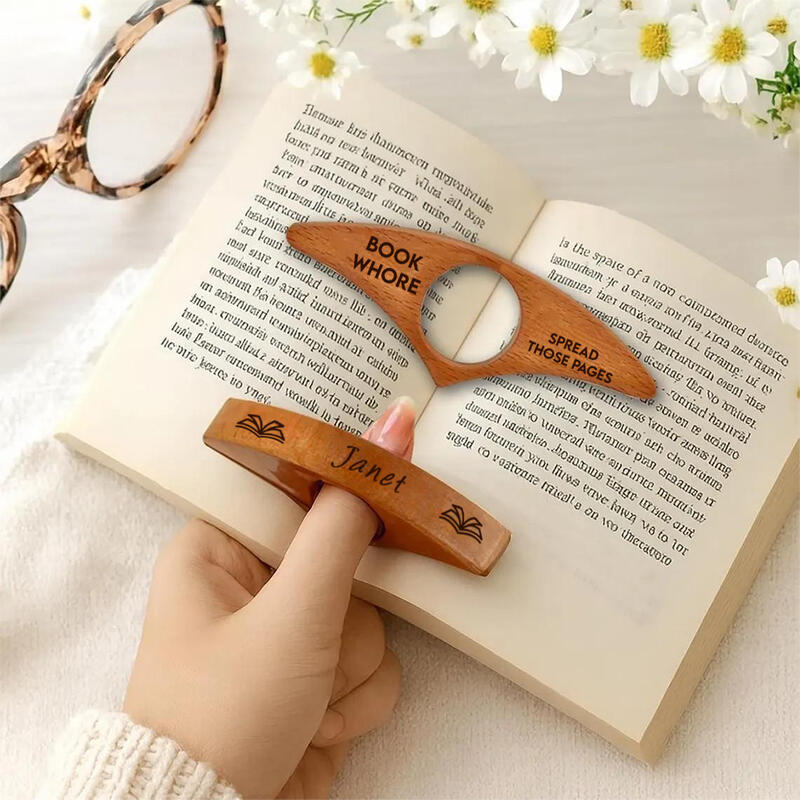 Personalized Book Page Holder Wooden Reading Accessories Birthday Gift for Book Lovers
