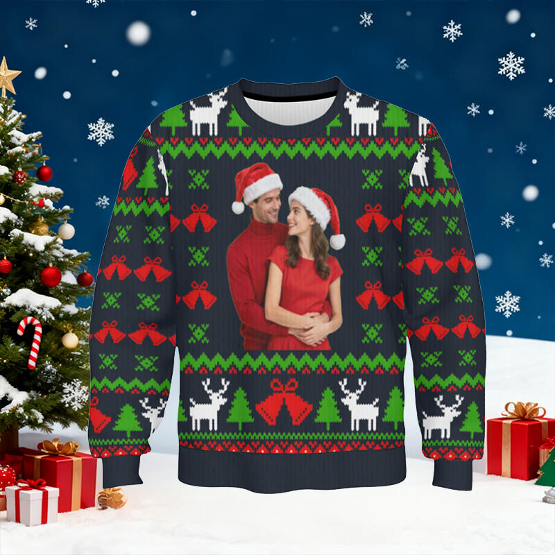 Personalized Ugly Sweater Unisex Custom Photo Festival Pattern Design Perfect Christmas Gift for Loved One