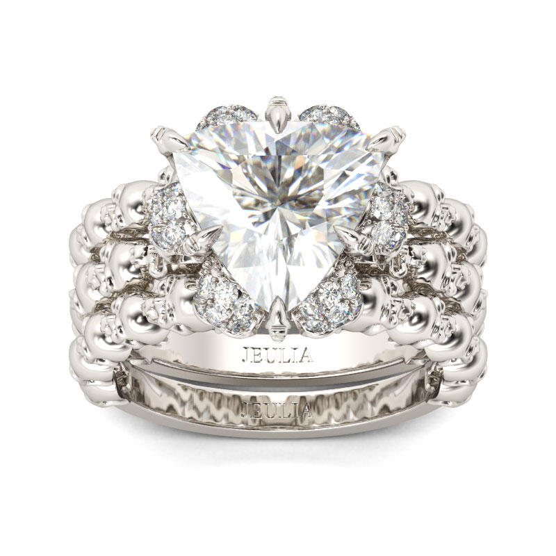 Jeulia Interchangeable Trillion Cut Sterling Silver Skull Ring