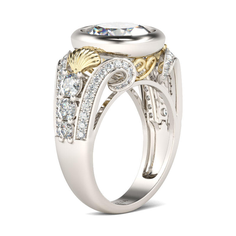 Jeulia Shell Round Cut Sterling Silver Ring
