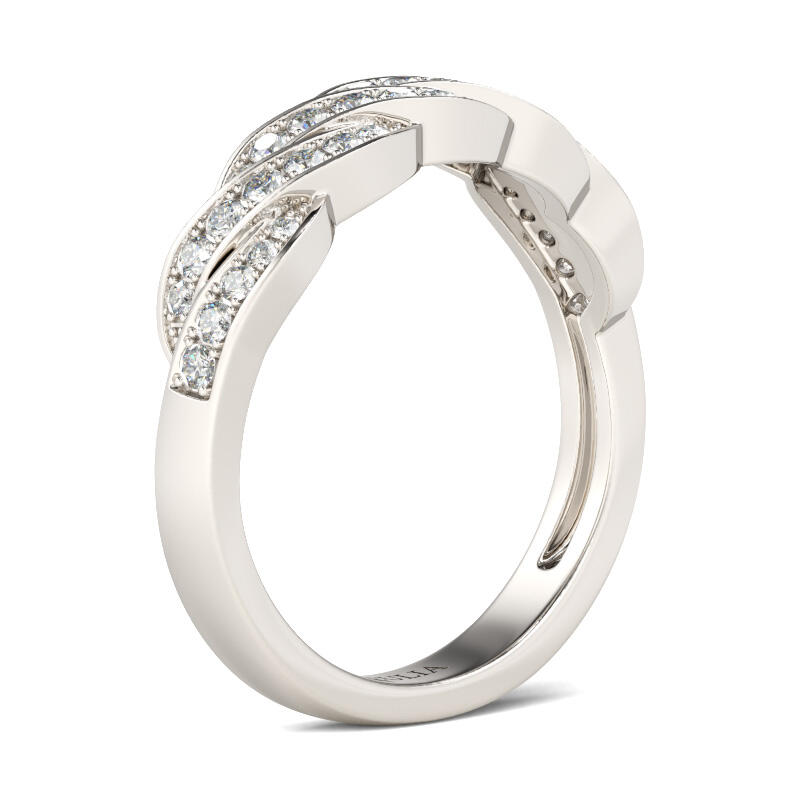 Jeulia Twist Round Cut Sterling Silver Women's Band